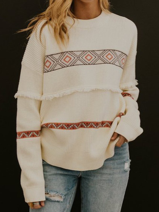 crew neck shift long sleeve sweater