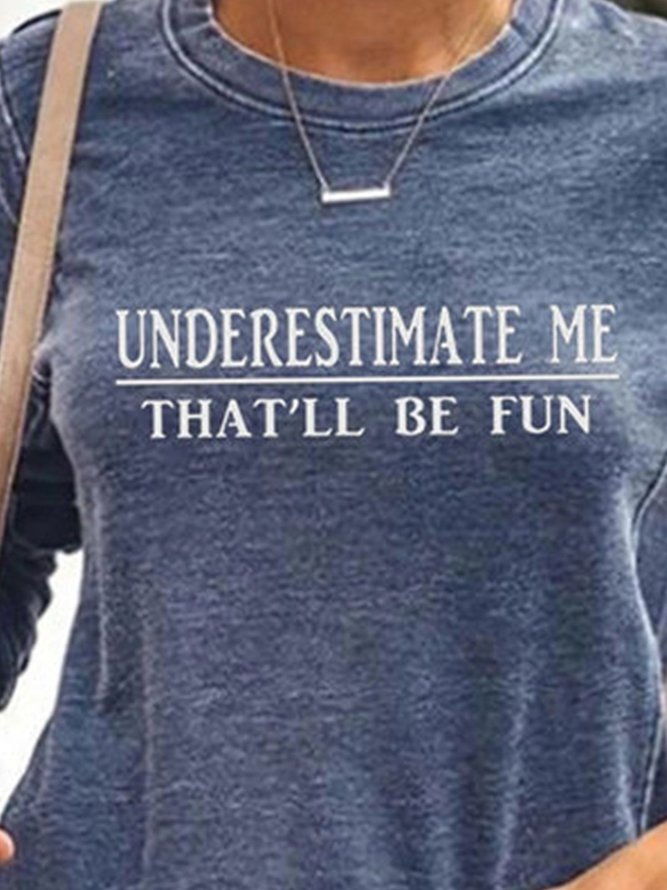 Blue Crew Neck Letters Printed  Long Sleeve Sweatshirt