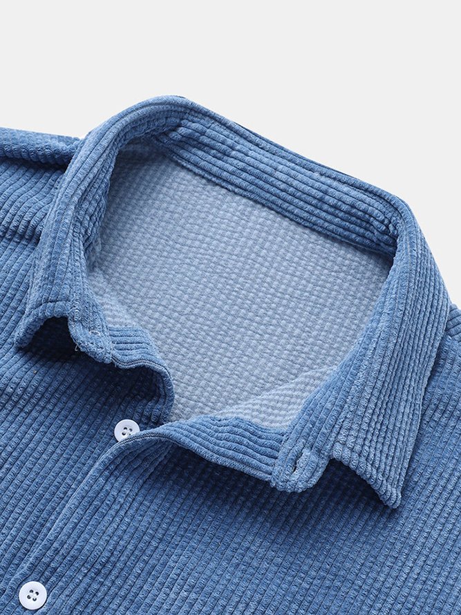 solid corduroy pockets shirt