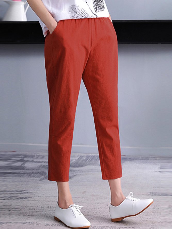 Casual Cotton Pants Women's Clothing Paneled Bottoms