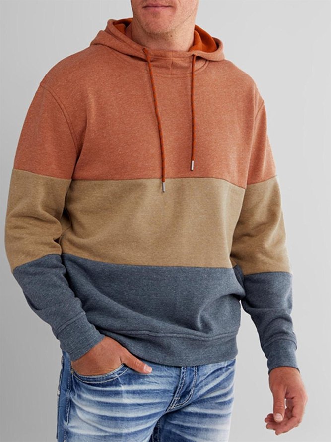 Color1 Cotton-Blend Color-Block Casual Sweatshirt