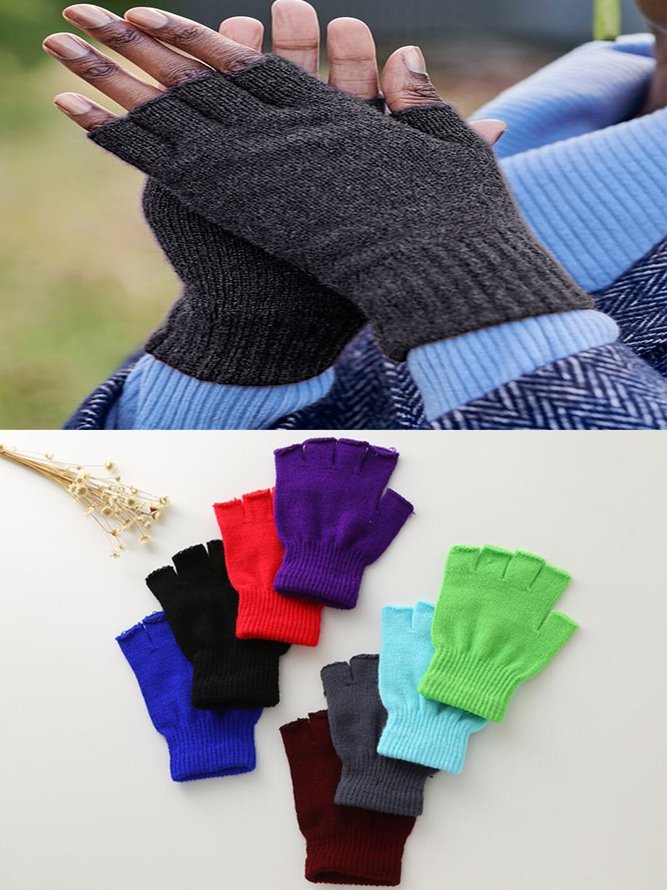 Vintage Cashmere fingerless knit half finger gloves
