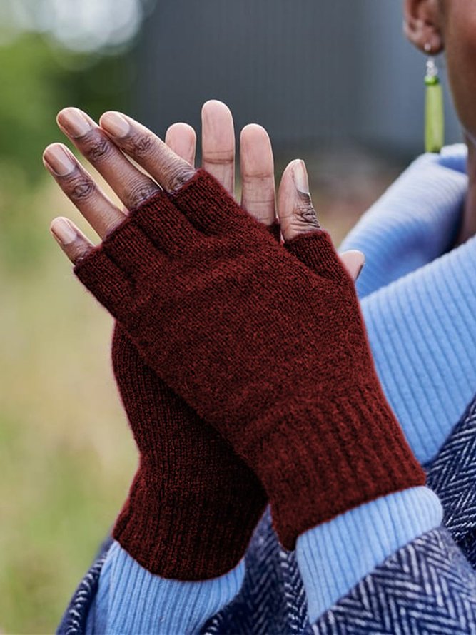 Vintage Cashmere fingerless knit half finger gloves