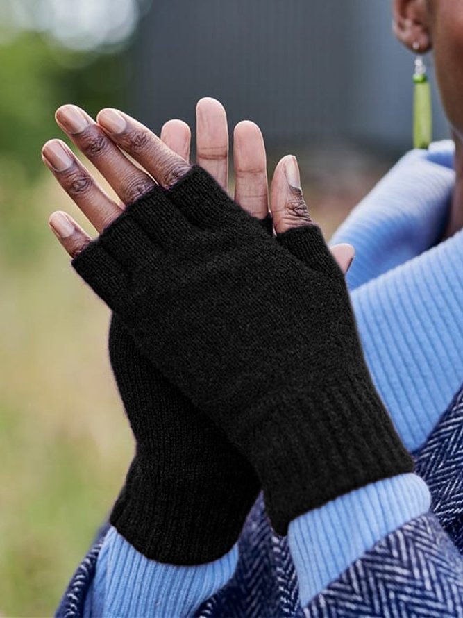 Vintage Cashmere fingerless knit half finger gloves