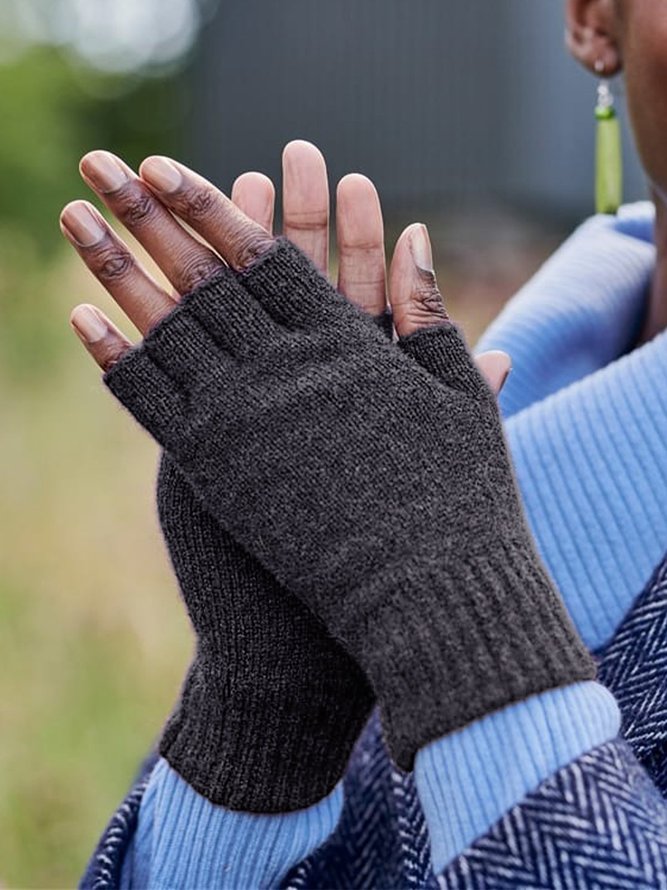 Vintage Cashmere fingerless knit half finger gloves