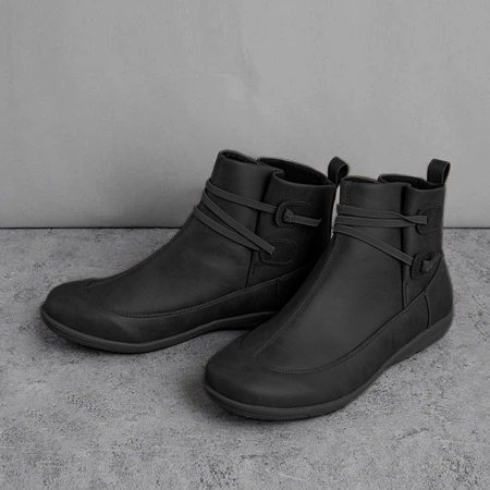 braided strap flat heel all season boots