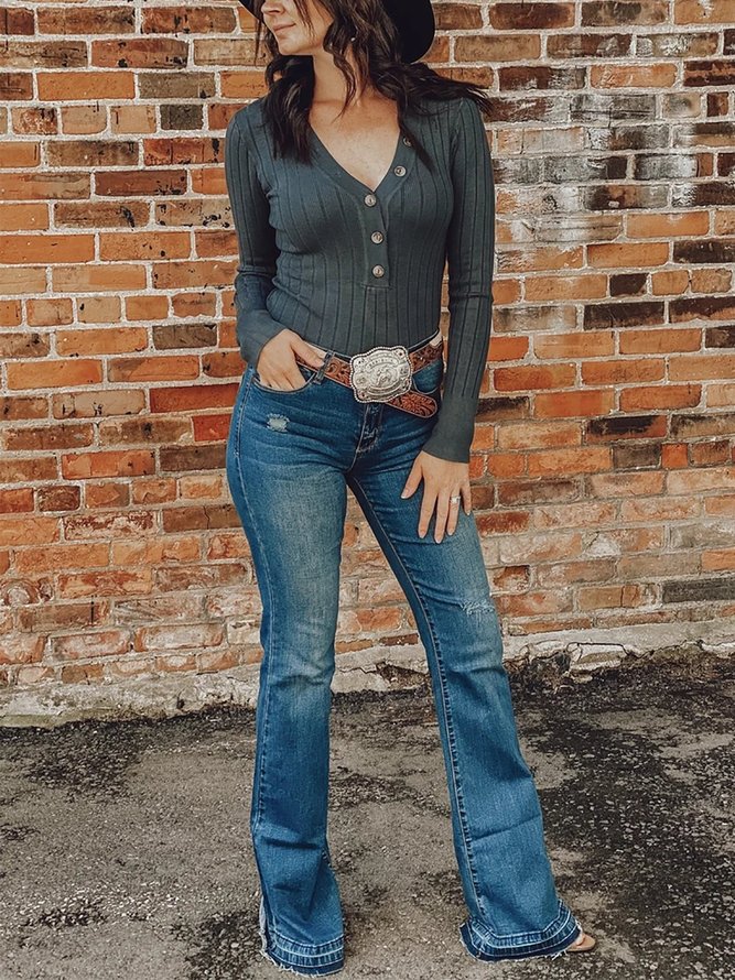 Blue Casual Denim Jeans