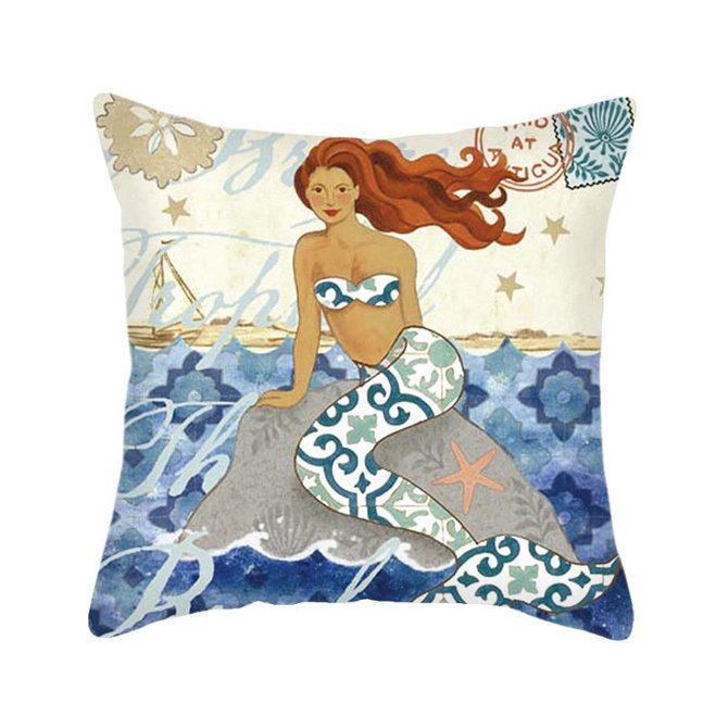 Linen ocean pillowcase 45*45cm