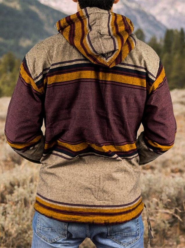 Casual Pockets Tribal Wool Blend Hoodie Sweatshirt