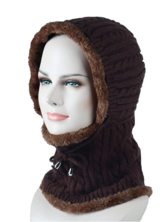 Autumn and winter one-piece woolen cap Fashionable warmth and fleece cap