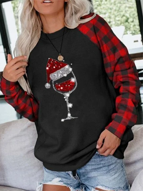 santa wine glass sweatshirt