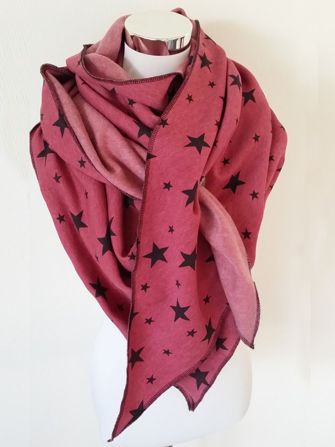 Plush warm retro elegant star cotton scarf and shawl