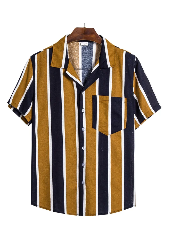 Men's Printed Striped Vintage Shirts | Men's Clothing | Printed T ...