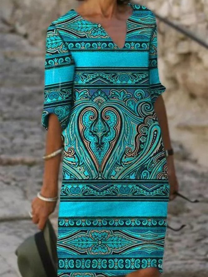 Paisley Elegant Half Sleeve Weaving Dress | justfashionnow