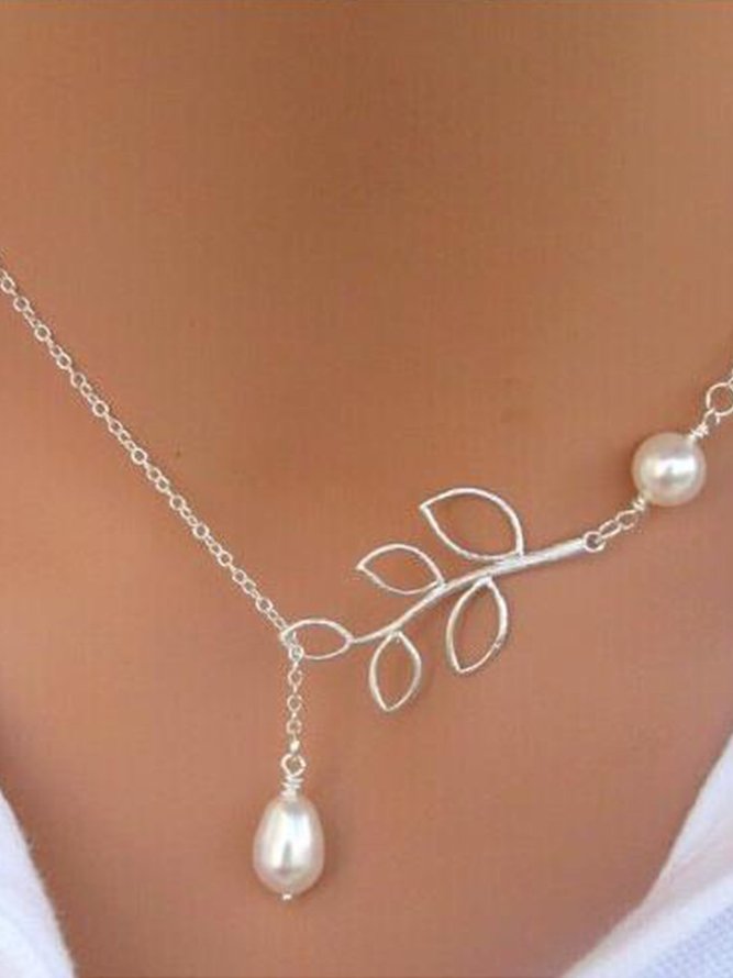 JFN  Vintage Leaf Pearl  Necklaces