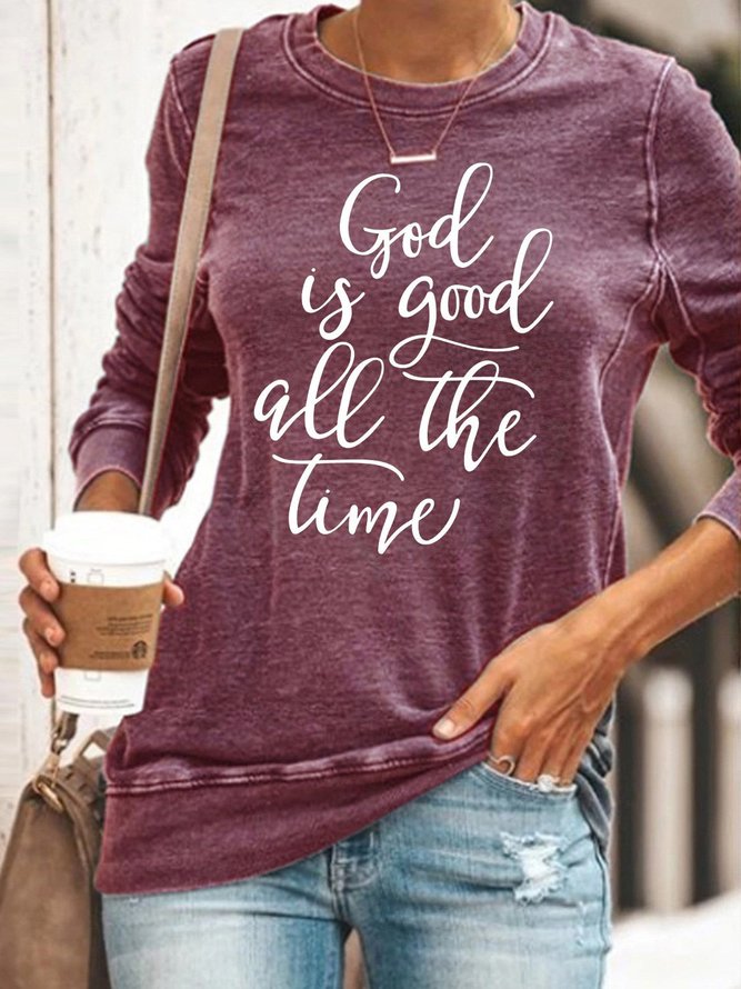 Christian Women's Sweatshirts - God is Good all the Time Gray Tee for Her