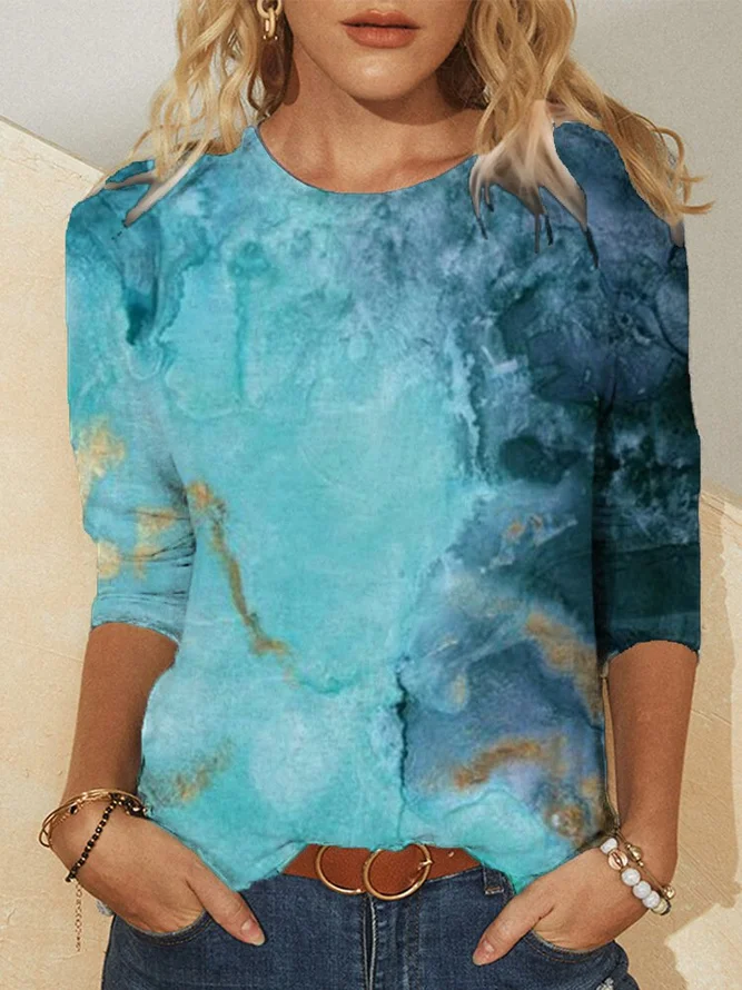 JFN Crew Neck Colorblock Casual Sweatshirt