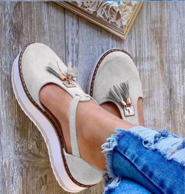JFN  Pumps Flat heel Round combat Women Tassel