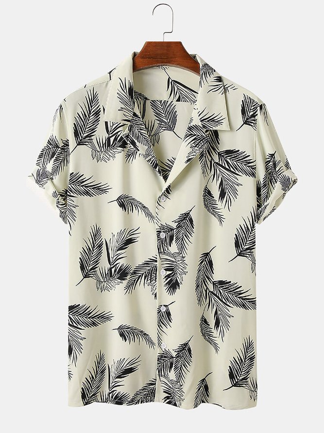 Men's Printed Palm Leaf Basic Shirts | justfashionnow