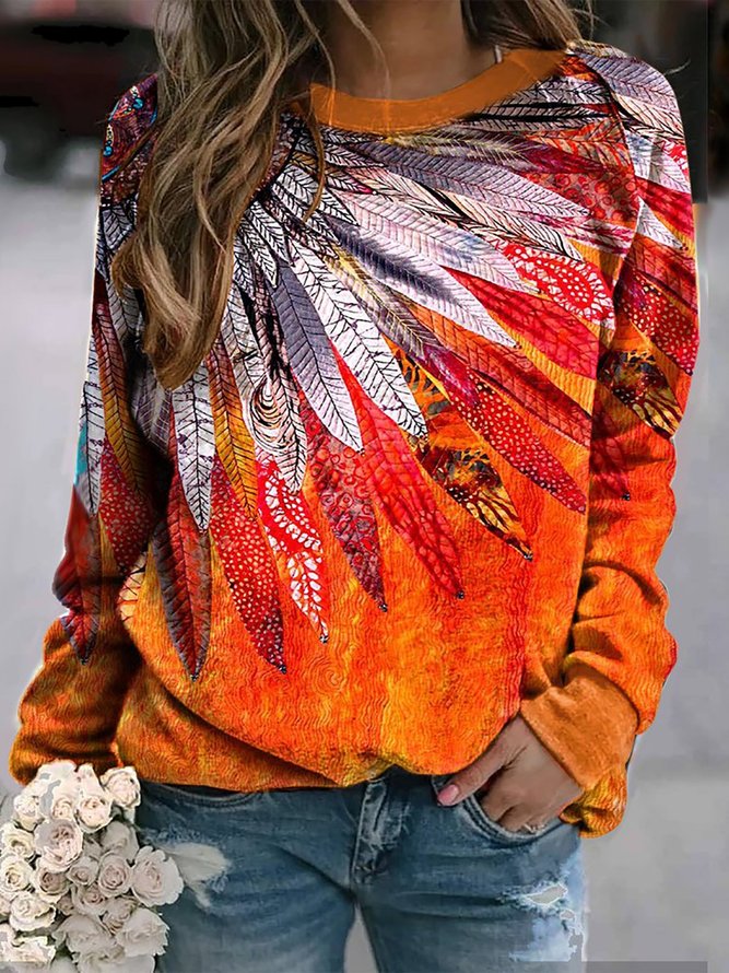 Women's vintage tribal print long sleeve hoodie clearance