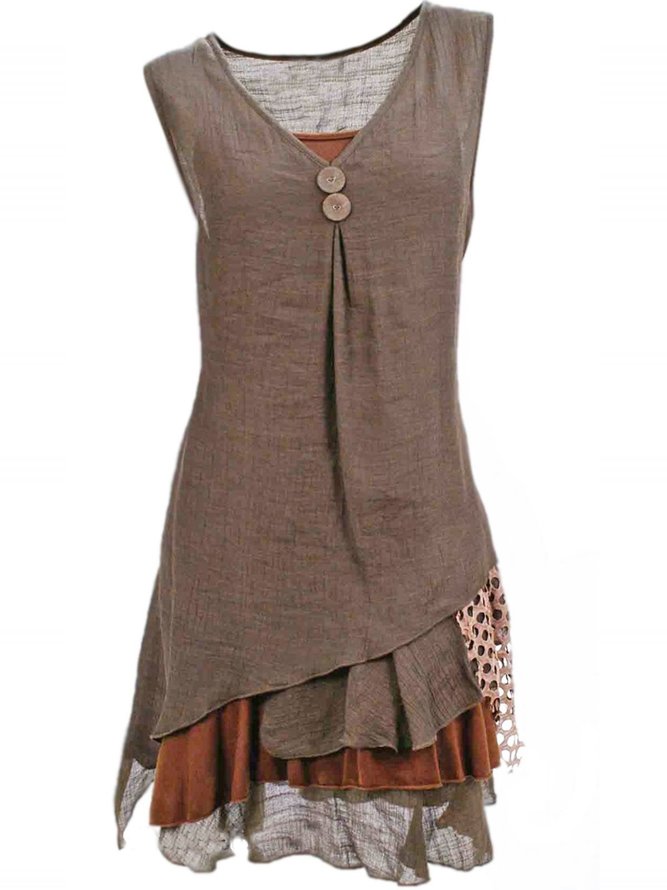 Casual Sleeveless CottonBlend Dresses Women's Clothing