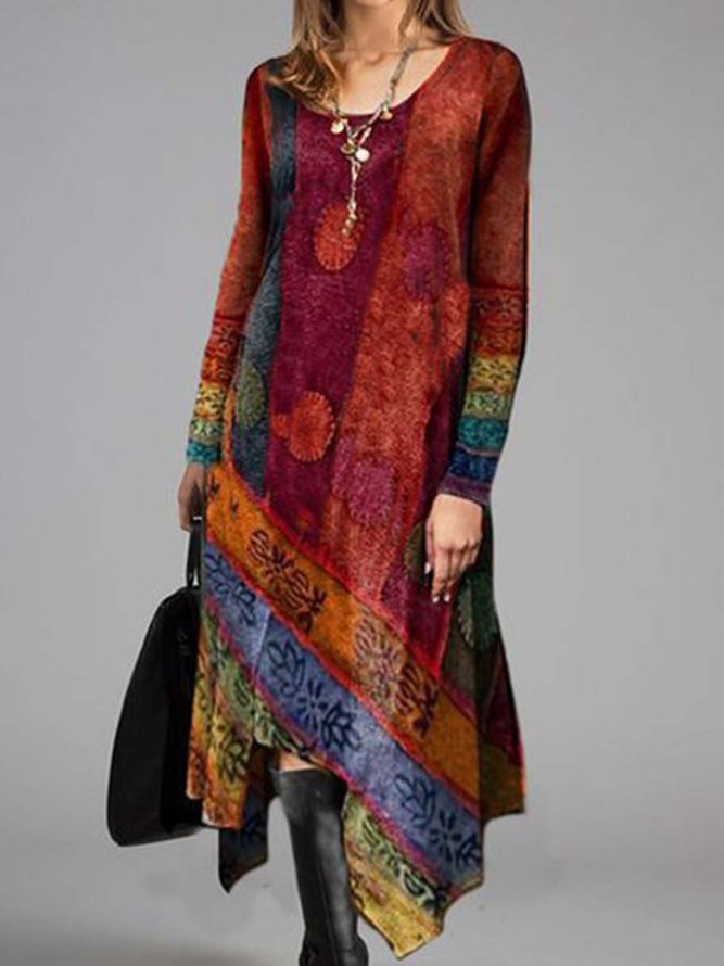 Long Sleeve Asymmetrical Weaving Dress