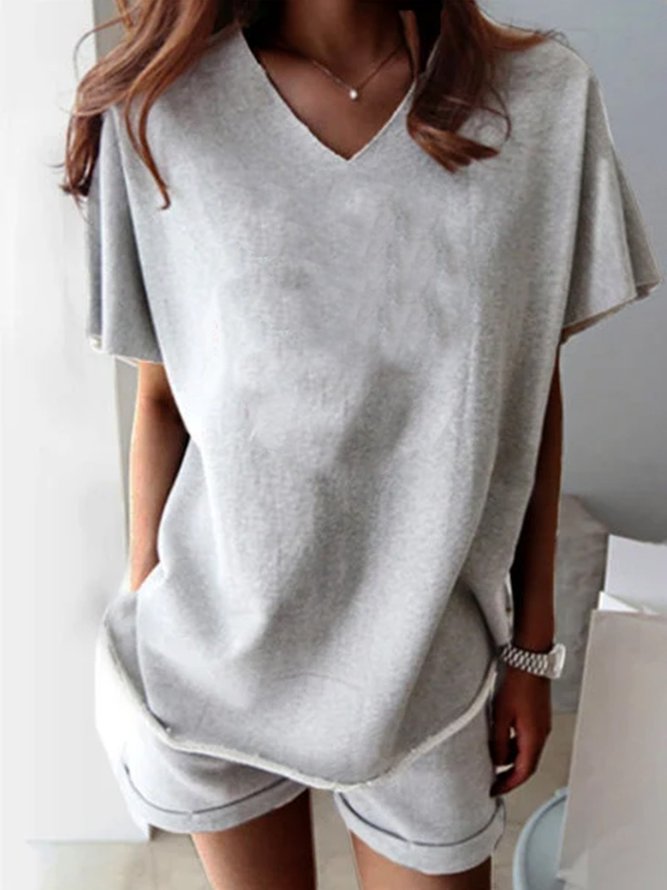 V Neck Casual Jersey T-shirt