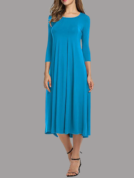 Women Daily Cotton 3/4 Sleeve Paneled  Summer Dress