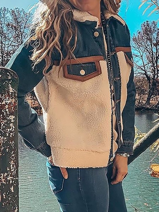 Long Sleeve Shirt Collar Shift Casual Jacket