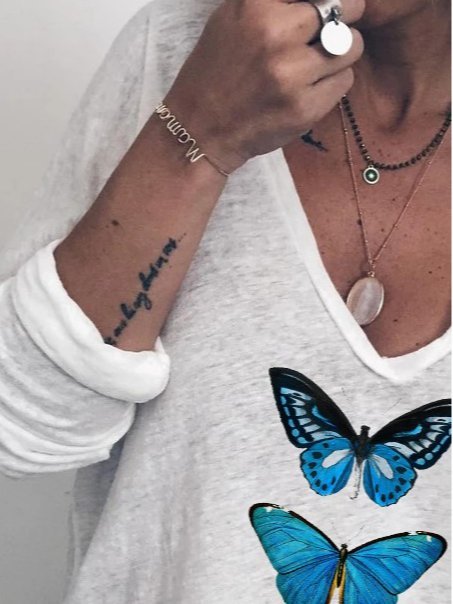 Butterfly Printed Long Sleeve Casual T-Shirts & Tops