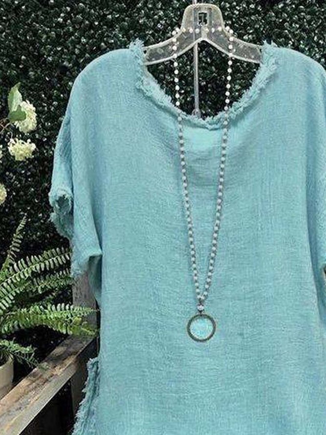Casual Short Sleeve Crew Neck Tops