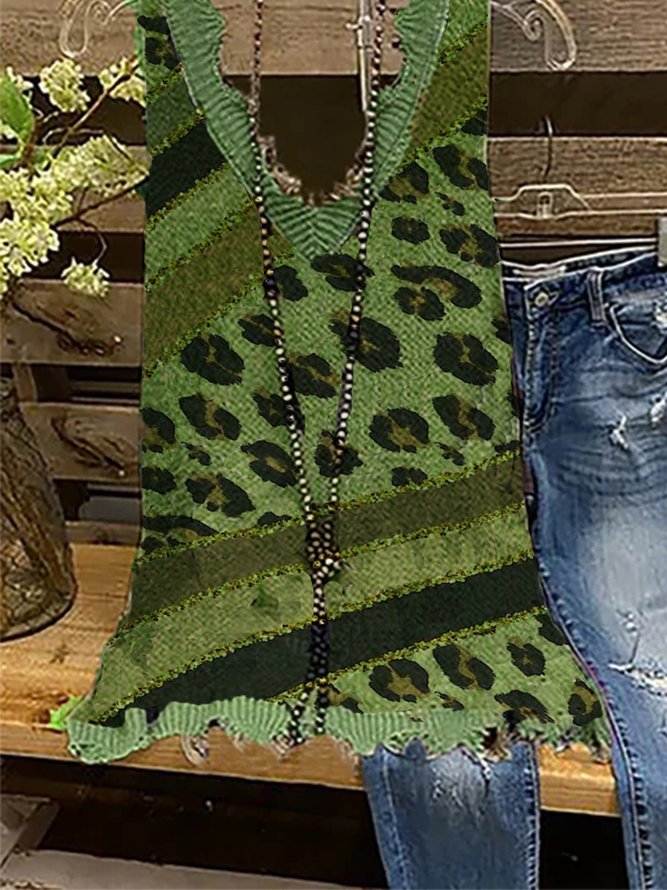 Floral-Print Shift Sleeveless Leopard Shirts & Tops
