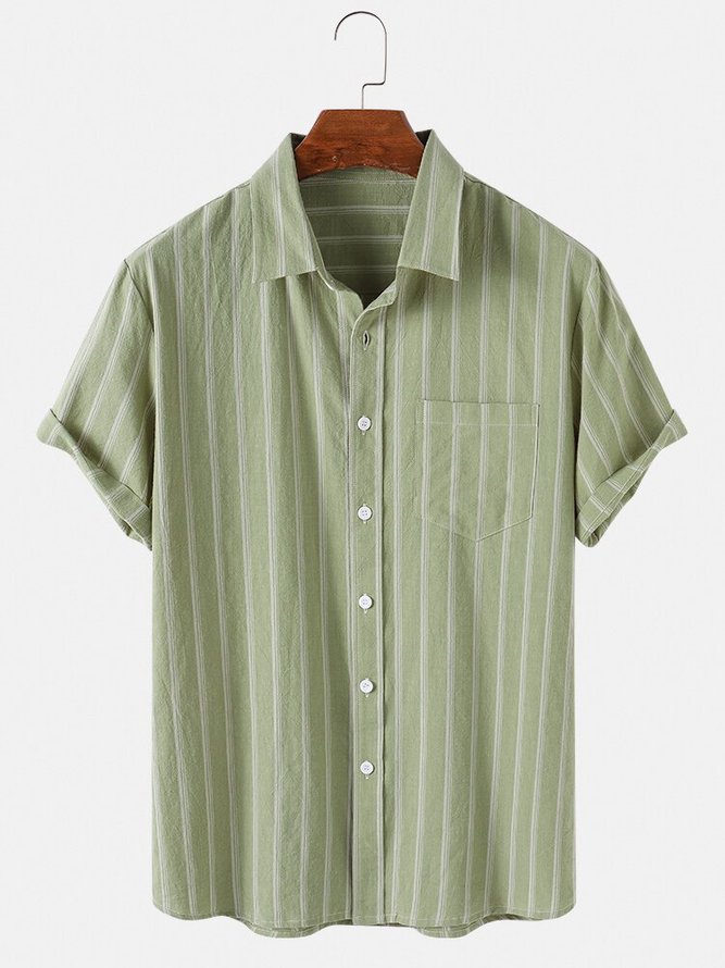 Men's Casual Striped Shirt Collar Shirts | justfashionnow