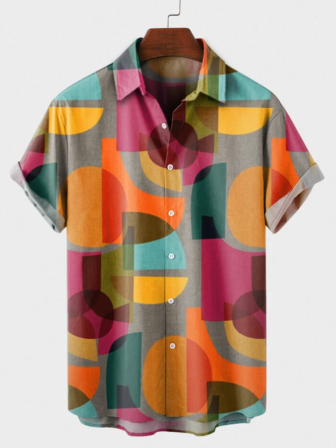 Shirt Collar Geometric Shirts & Tops | Men's Clothing | Shirt Collar ...
