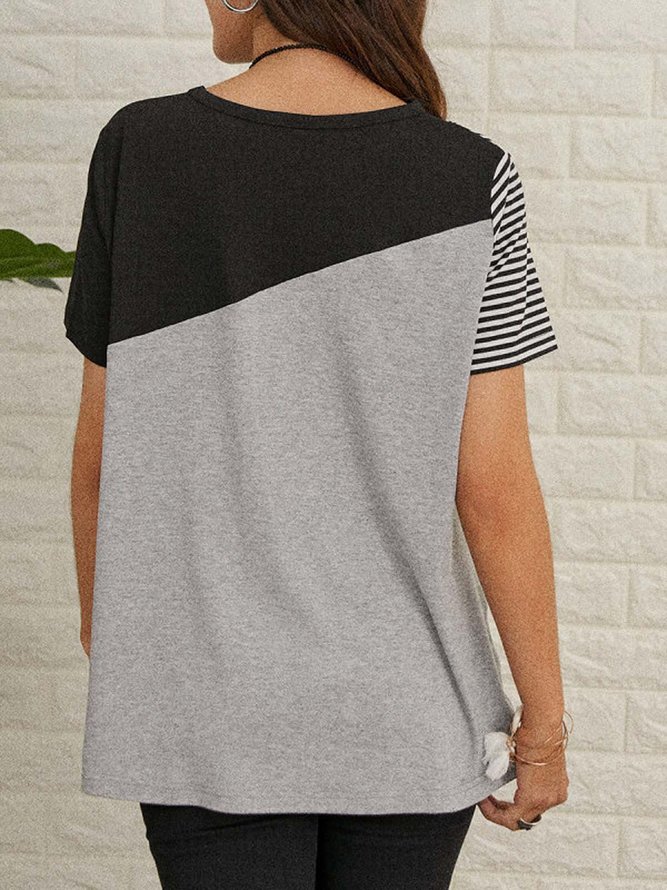 JFN Color Block Short Sleeve Casual T-shirt/Tee