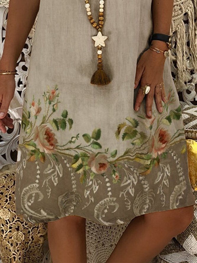 JFN V Neck Floral Vacation Mini Dress 
