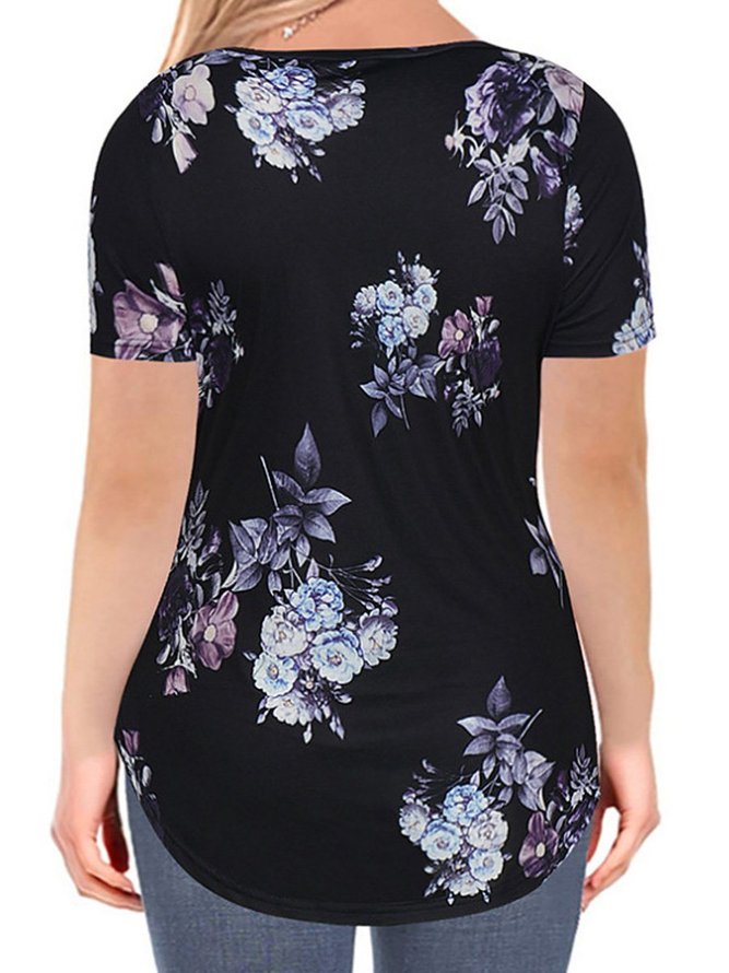 five styles short sleeve floral shift casual Tops