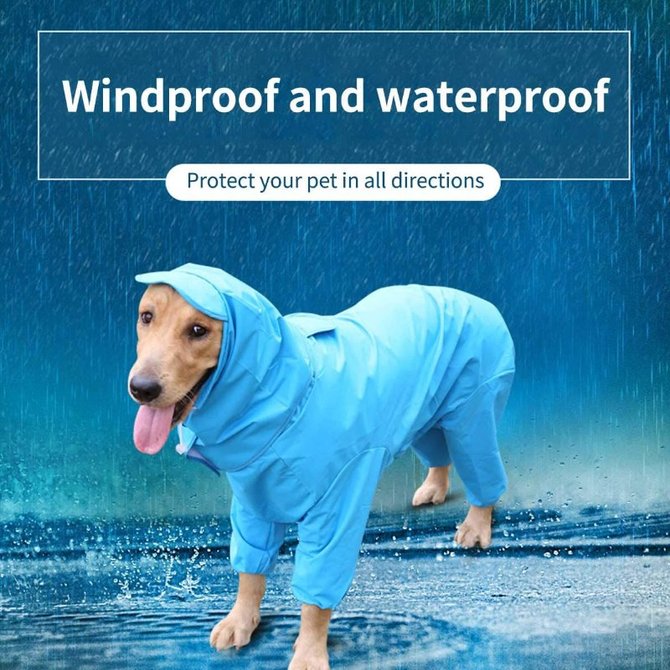 Pet Dog Raincoat Outdoor Waterproof Clothes Hooded Jumpsuit Overalls