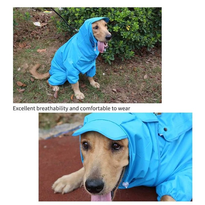 Pet Dog Raincoat Outdoor Waterproof Clothes Hooded Jumpsuit Overalls