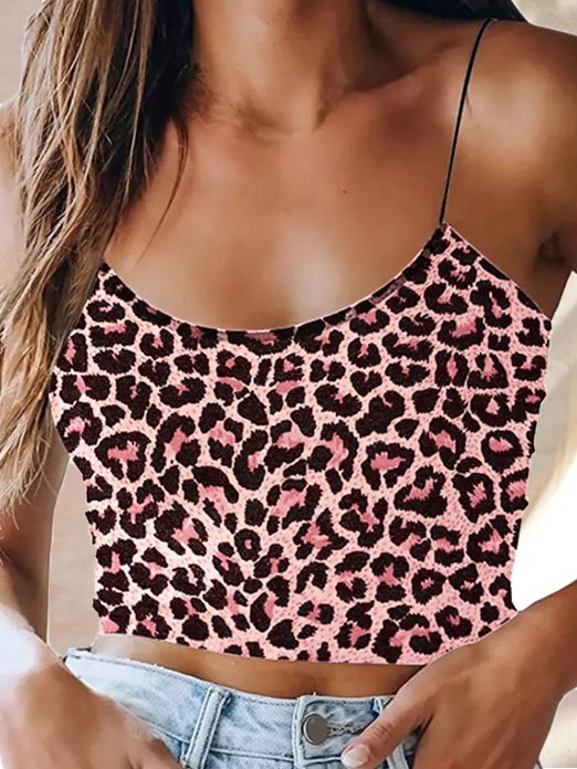 Leopard print fashion casual tops