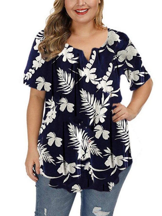 short sleeve casual floral floral-print shirts & tops