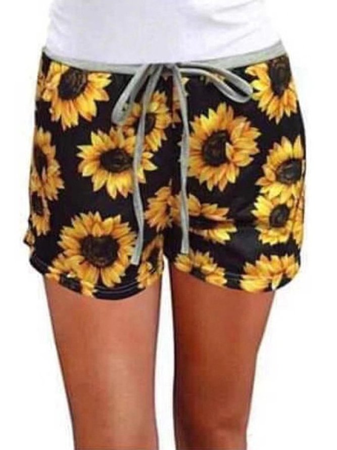 Casual Basic Vintage Sunflower Camo Short Pants