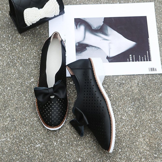 JFN  Hollow out bow Daily Flat Heel Flats