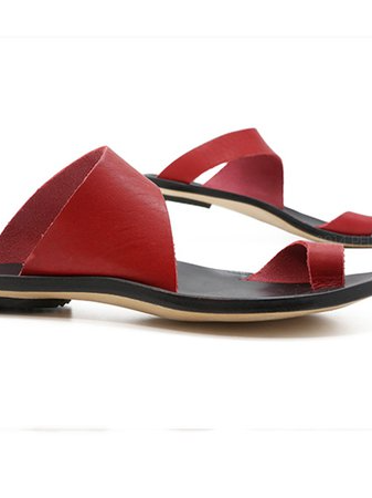 JFN  Slip On Open Toe Flat Heel Sandals