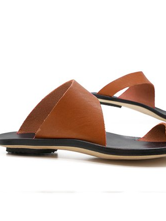 JFN  Slip On Open Toe Flat Heel Sandals