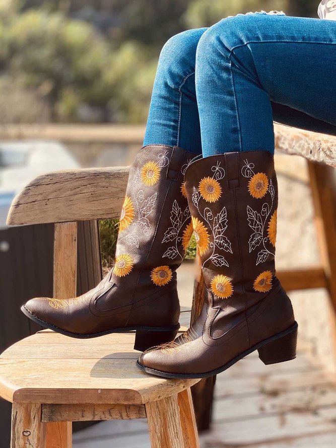 black sunflower cowgirl boots