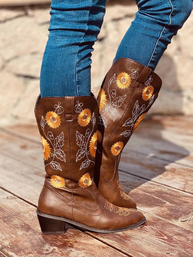 black sunflower cowboy boots
