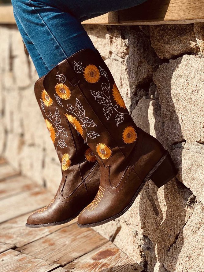black sunflower cowgirl boots