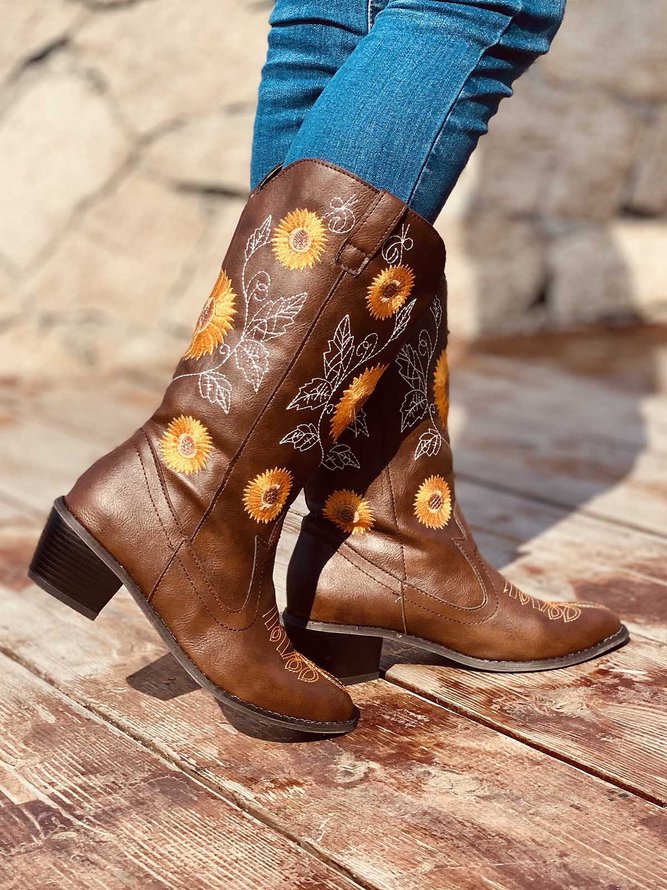 black sunflower cowboy boots