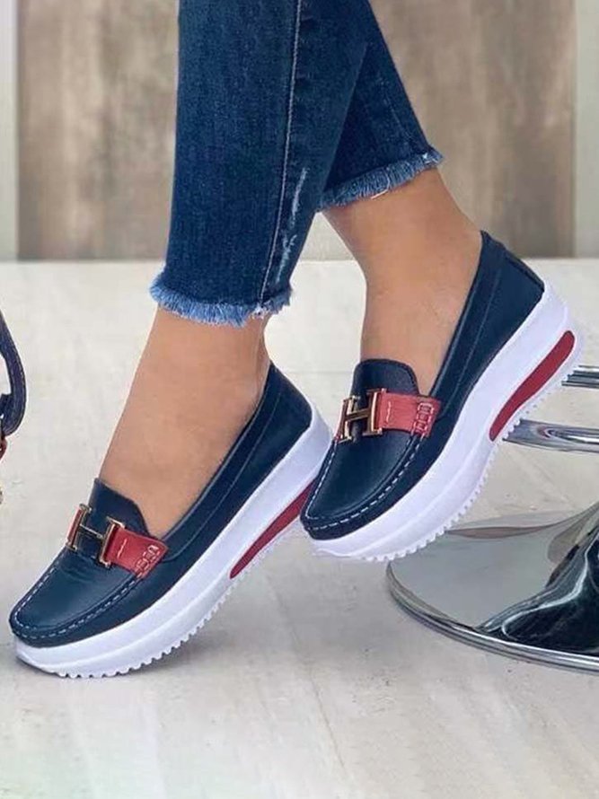 H Gold Buckle Platform Loafers | Women Shoes | Justfashionnow Loafers Buckle Deep Blue Block 